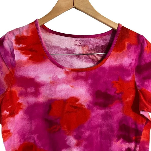 Jones New York Sport Pink Tie Dye T Shirt Size XL Short Sleeves Pullover Top - Picture 3 of 5